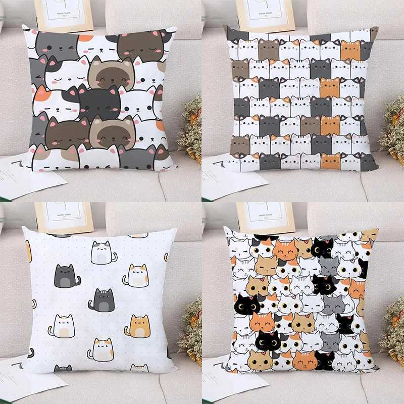 Cute Cat Pattern Decorative case Cushion case Bedding Decoration H251021-image-1080926503