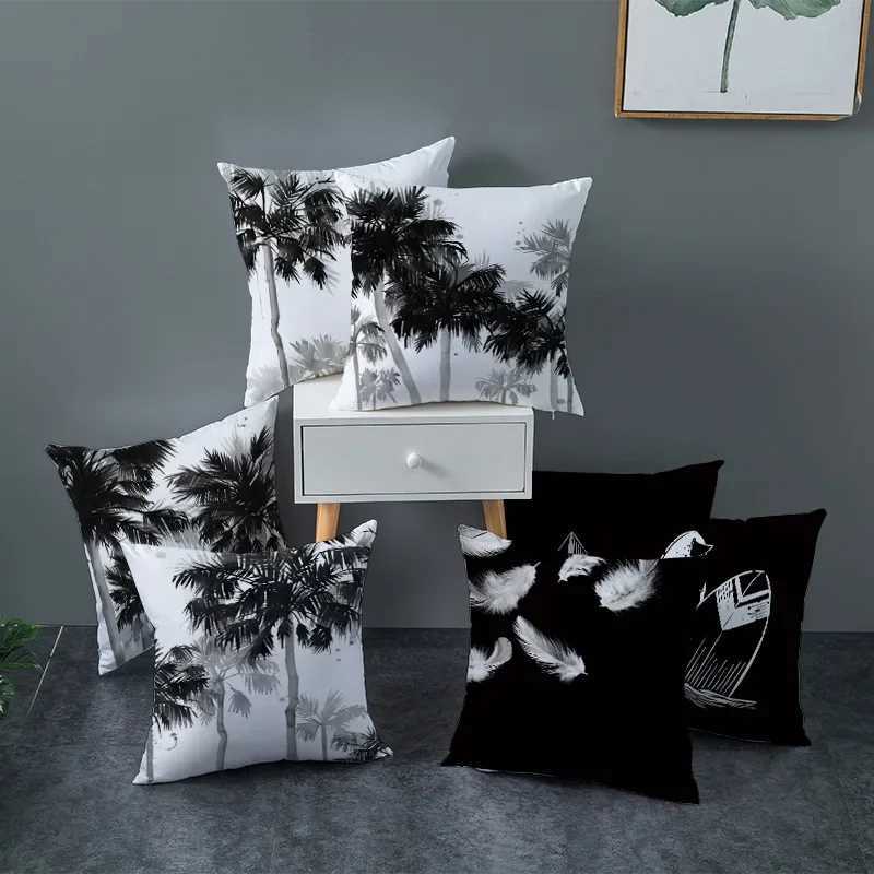 45X45CM Nordic modern minimst black and white style pattern cushion cover for home living room sofa car case H251021-image-1080927243