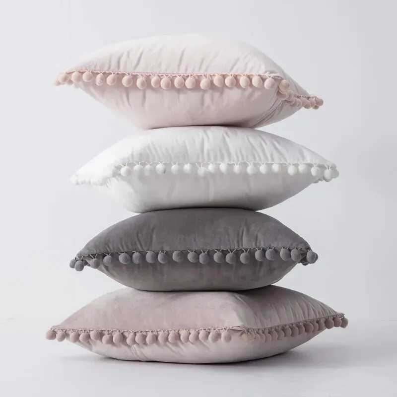 Velvet Throw Covers With Tassels Decorative Throw Covers Soft Solid Color Square Case For Couch Home Sofa H251021-image-1080927520