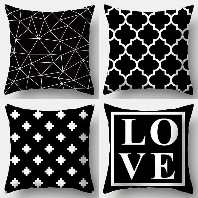 Home Decor Black White Geometric Pattern Covers Pattern Cushion Cover Suitable for Sofa Bedroom Car Cover H251021-image-1080927050