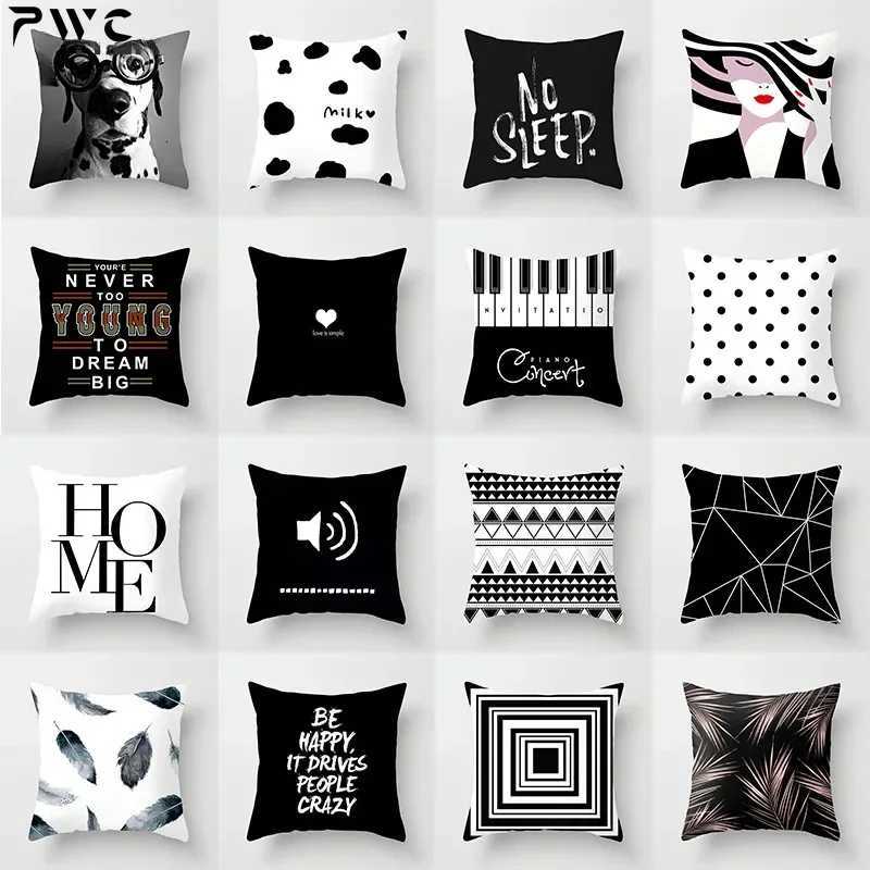 Black White Geometric Cushion Cover Polyester Throw Case Car Sofa Bed Decorative case 4545cm INS Nordic Home Decor H251021-image-1080927928