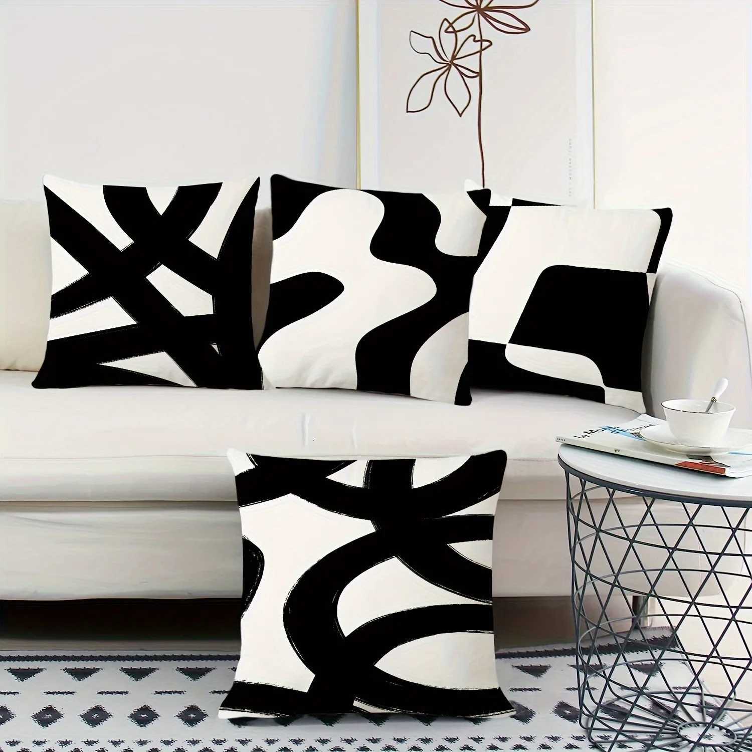 Abstract simple black line printed case living room sofa chair cushion cover home room decoration without core H251021-image-1080927074