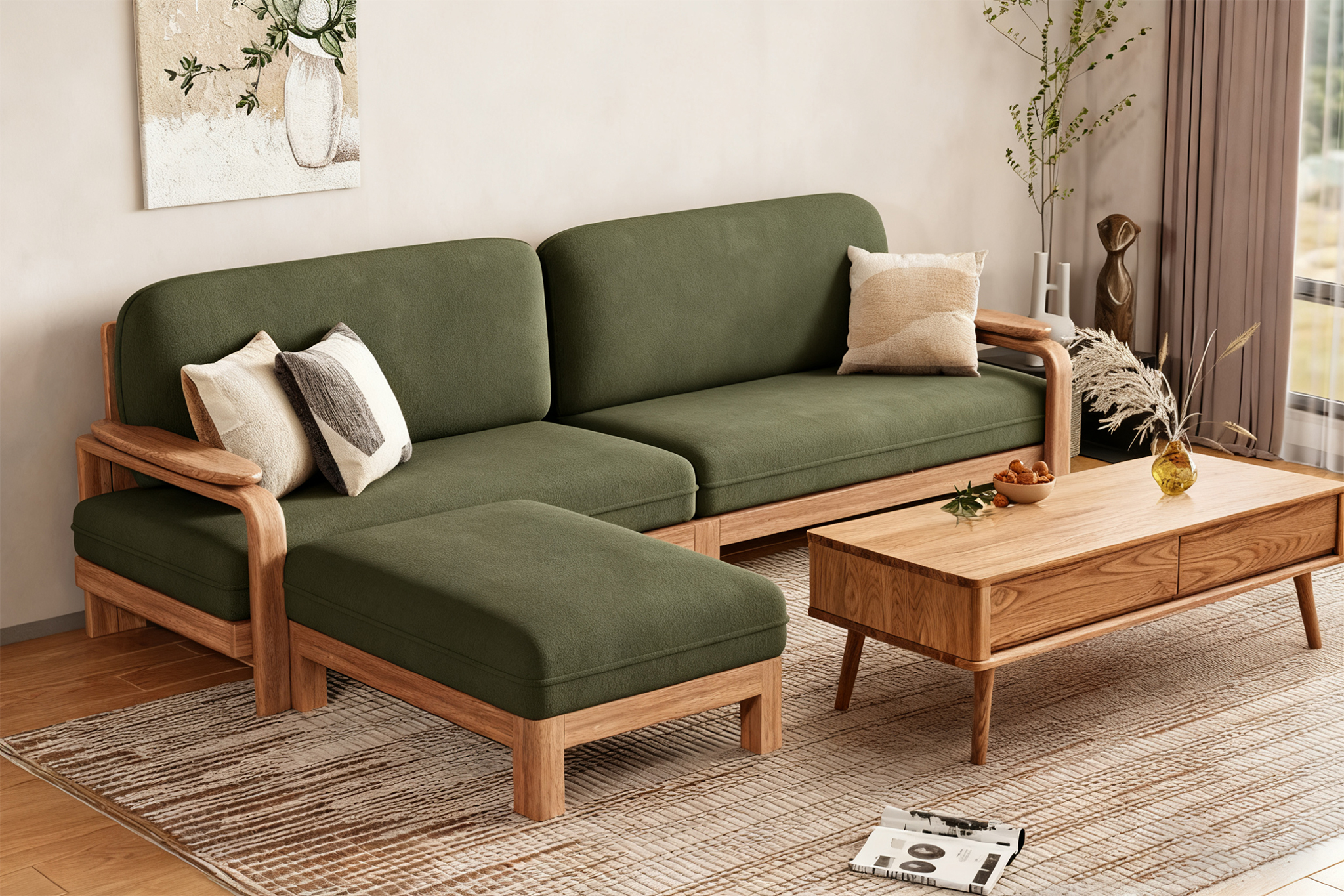 Elegant Furniture: High-Quality Wood-Built Living Room Settee-image-1080929063