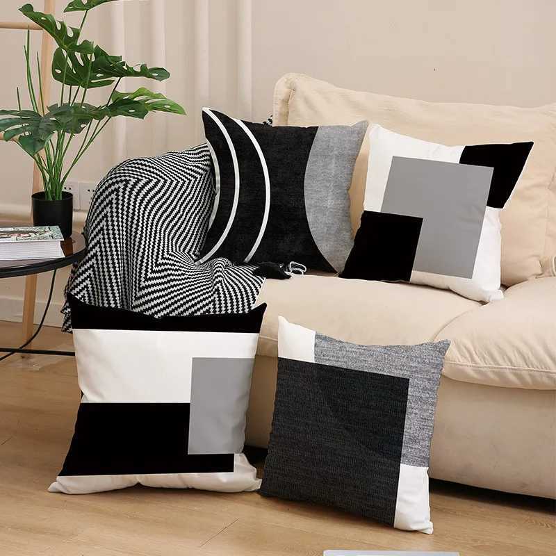 Black and White Geometric Modern Abstract Neutral Art Throw Cover 45x45cm Cushion Case for Home Decor Sofa Couch JAF089 H251021-image-1080927427