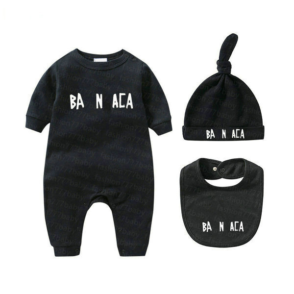 baby Rompers boy girl kids designer newborn 100%cotton Newborn Long short sleeves jumpsuit hat bib 3 piece set-image-751744722