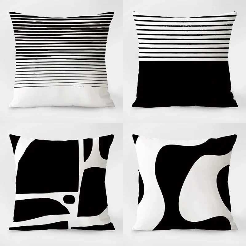 Home Decor Abstract Black and White Pattern Covers Pattern Cushion Cover Suitable for Sofa Bedroom Car Cover H251021-image-1080926945