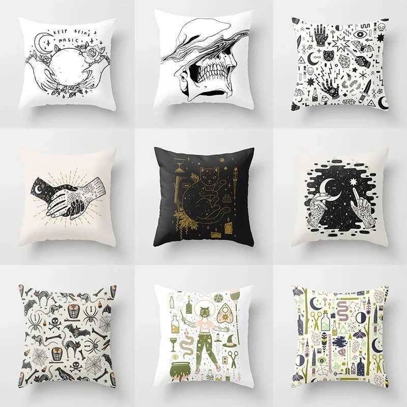 Halloween Cushion Cover Horror Skull Decorative Bat Pumpkin Car Decor Home Goods H251021-image-1080926797