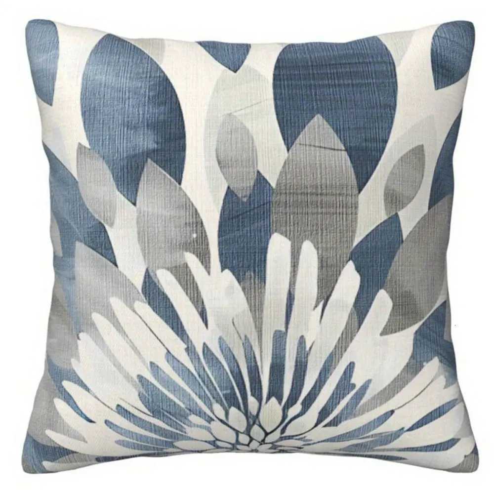 Blue and White Floral and Slogan caseBedroom Living Room Sofa Home Decor Polyester Cushion Cover with Zipper H251021-image-1080927443