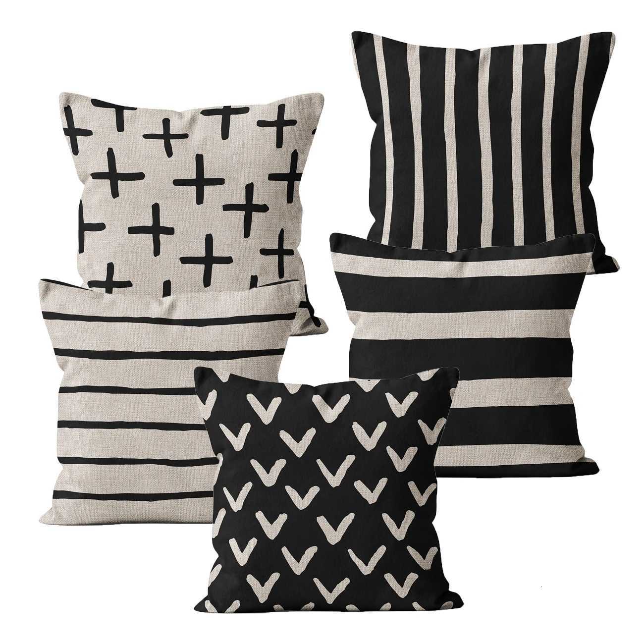 Simple Nordic Striped Throw Case Art Cushion Cover Linen Car Decor Home Decoration 45x45 40x40 Decorative case H251021-image-1080926723