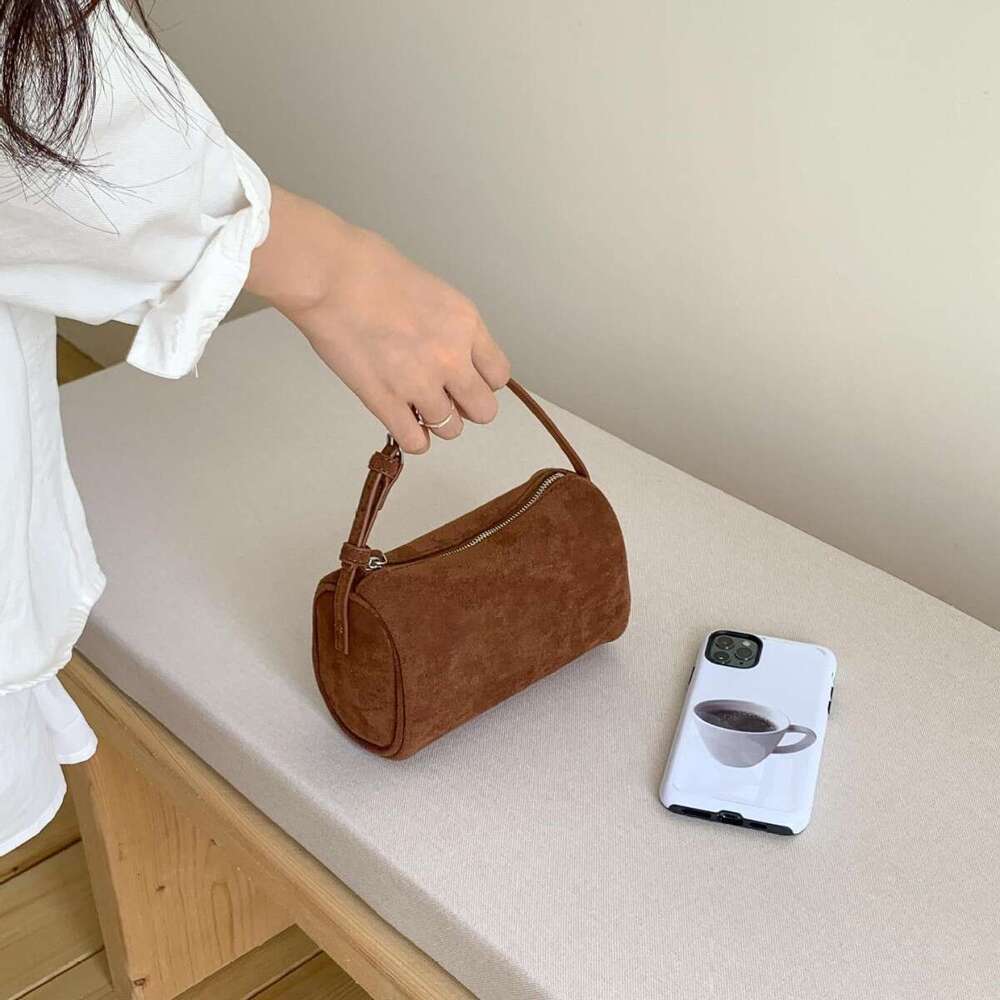Suede Autumn Winter New Simple Versatile Small Handbag Zipper Niche High End Feel Single Shoulder Crossbody Bag B5