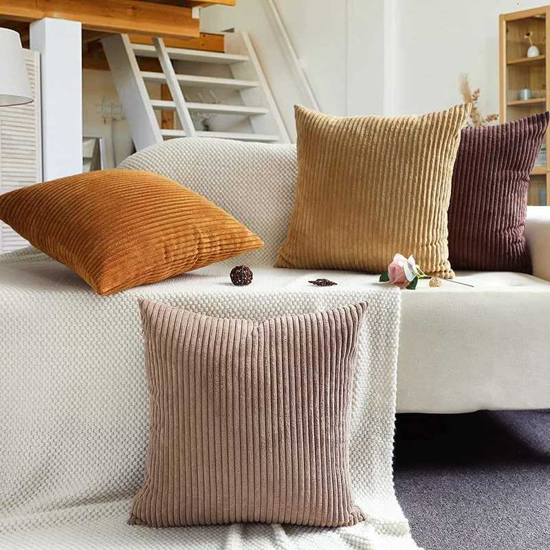 Solid Color Big Corn Striped Corduroy Decorative case Cushion Cover Soft Throw Case for Couch Sofa Bed JAF010 H251021-image-1080926538