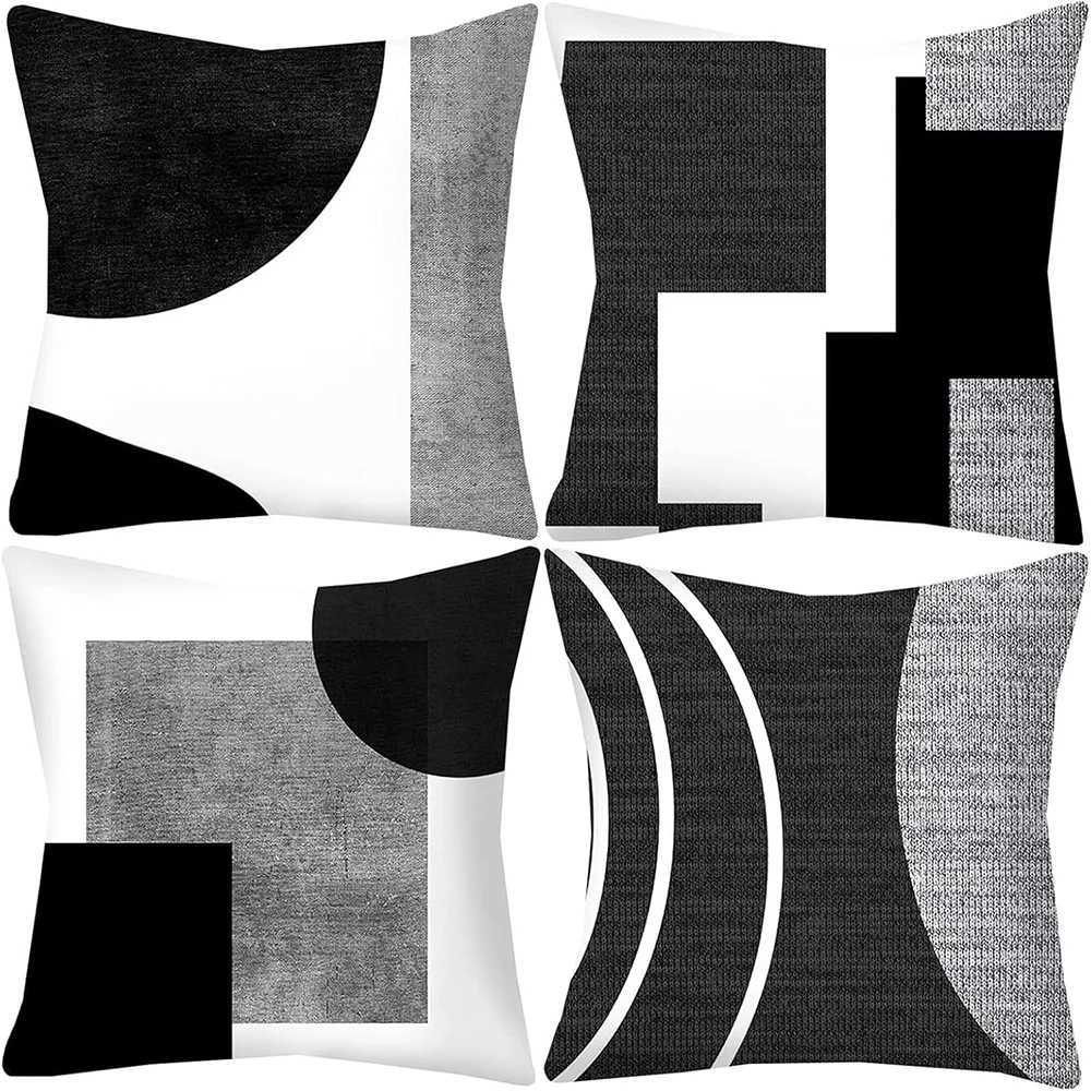 Modern Black and White Geometric Pattern Covers sofa and chair cushion covers home bedroom room decoration H251021-image-1080927229