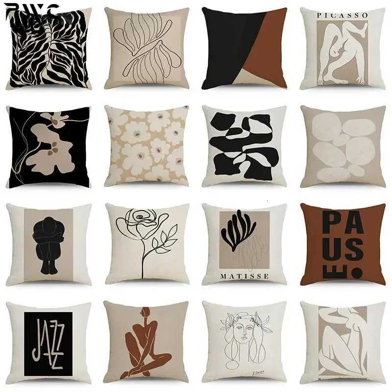 2024 Nordic Abstract Linen case Simple Black and White INS for Home Sofa Bedside Car case H251021-image-1080926780