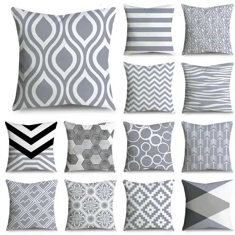 Simple Grey Pattern Decorative case Bedding Home Decor Cushion case H251021-image-1080928010