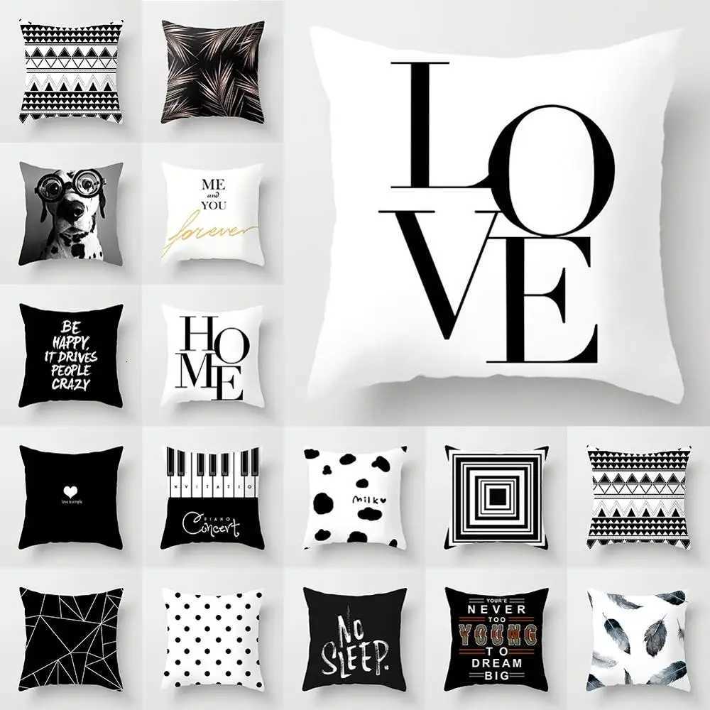 60x60cmNew Fashion Decorative case BlackWhite Geometric Throw Cover Case Cushion For Living Room Square Home Decor H251021-image-1080926617