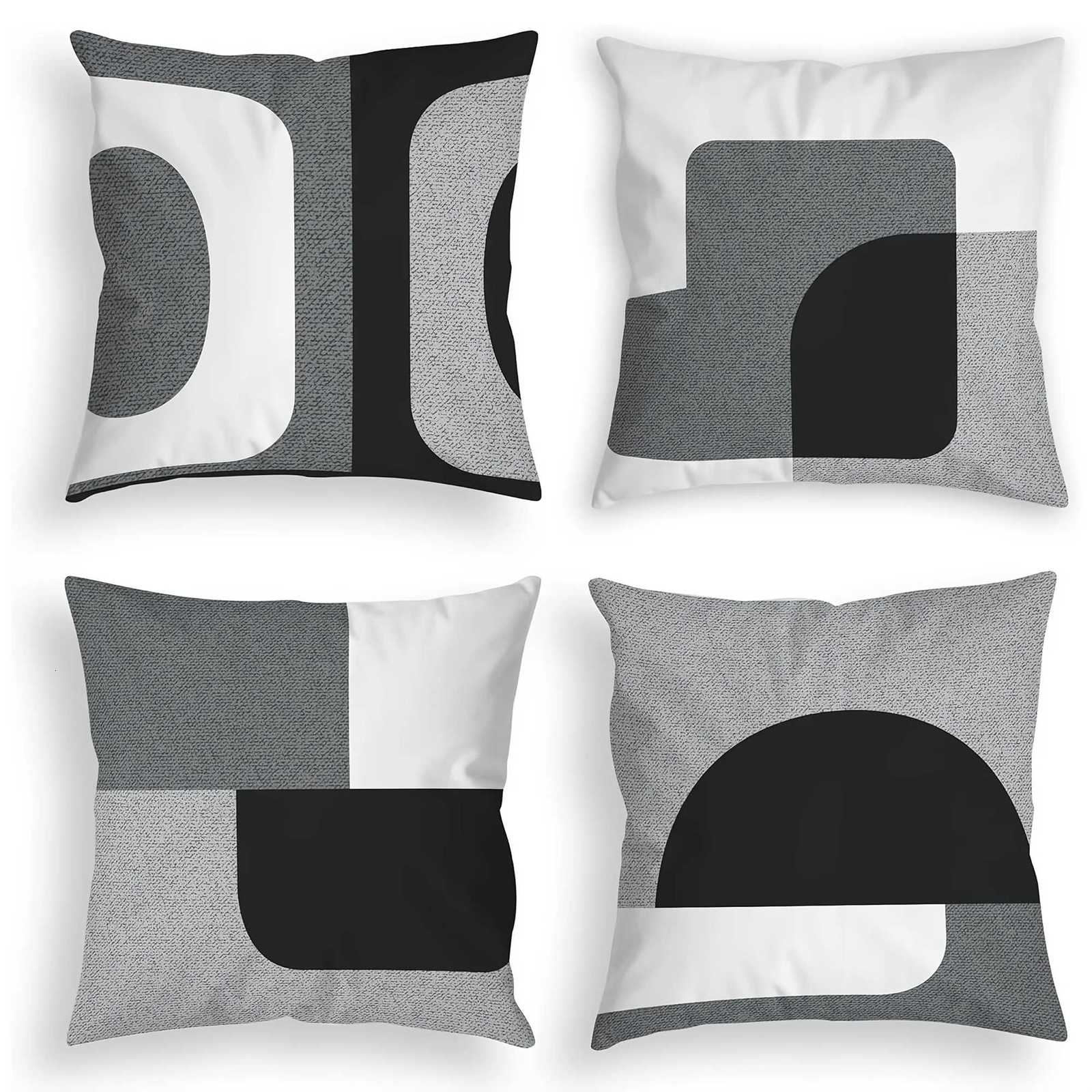 Black White Minimst Fashion Modern StyleCover Bedroom Sofa Decoration Polyester Cushion Cover with Zipper H251021-image-1080928030
