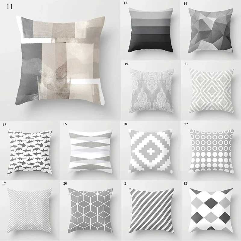 Gray series elegant and simple striped spots geometric print pattern square case home mens office bedroom decoration H251021-image-1080928127