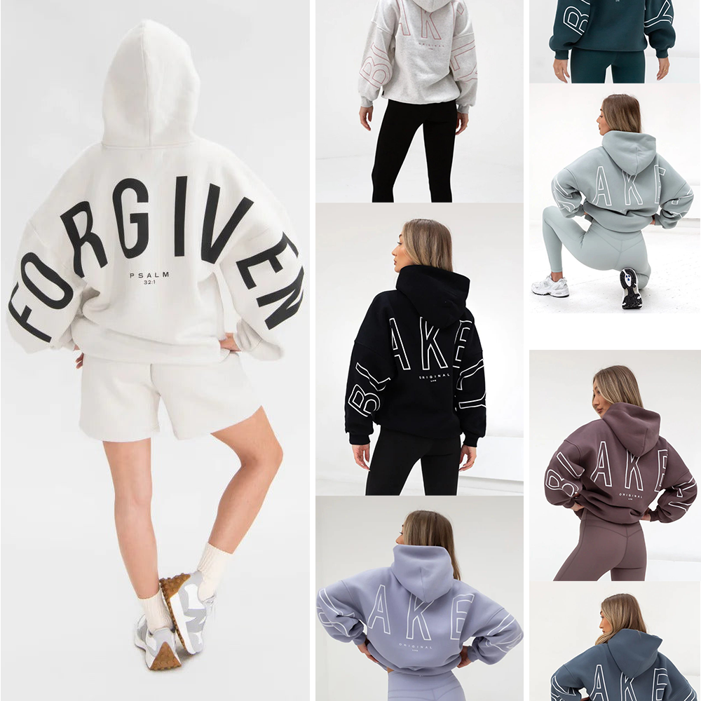 Designer Sweatshirts FORGIVEN Printed Hooded Hip Hop Womens Hoodies Cross Border Thickened Versatile Long Slved Loose Clothes Exercise Clothing W260