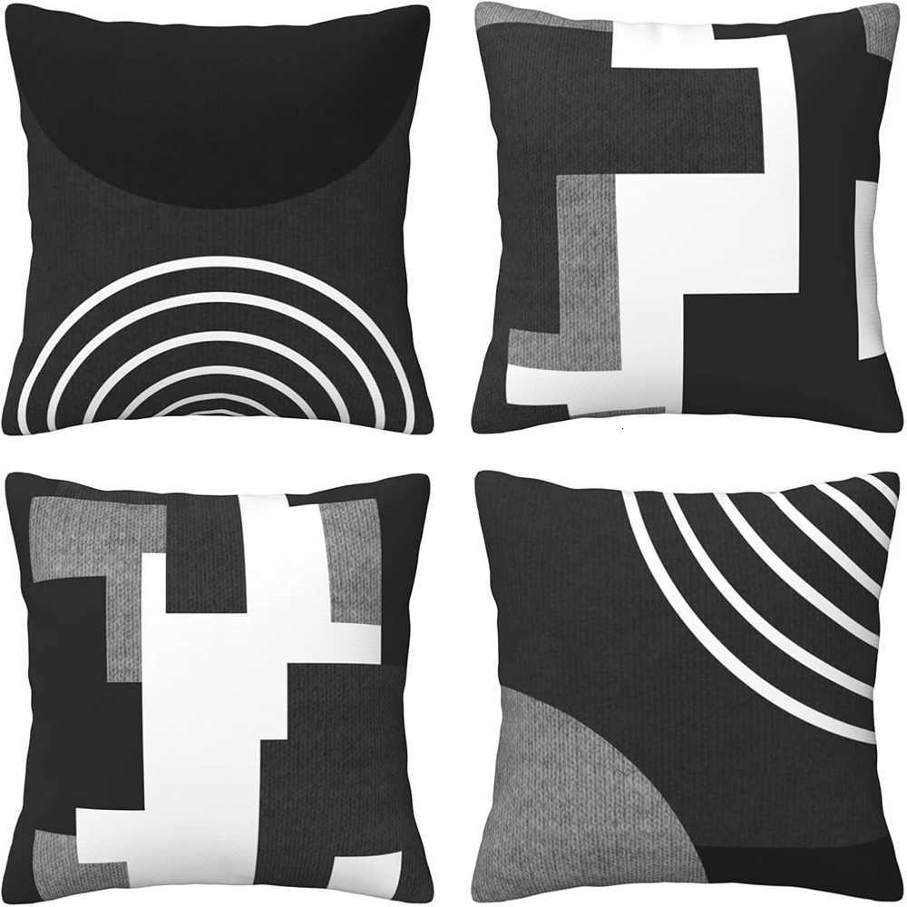 Monochrome Leaf patterned Covers Chic and SophisticatedLiving room sofa cushion cover bedroom room decoration H251021-image-1080926891