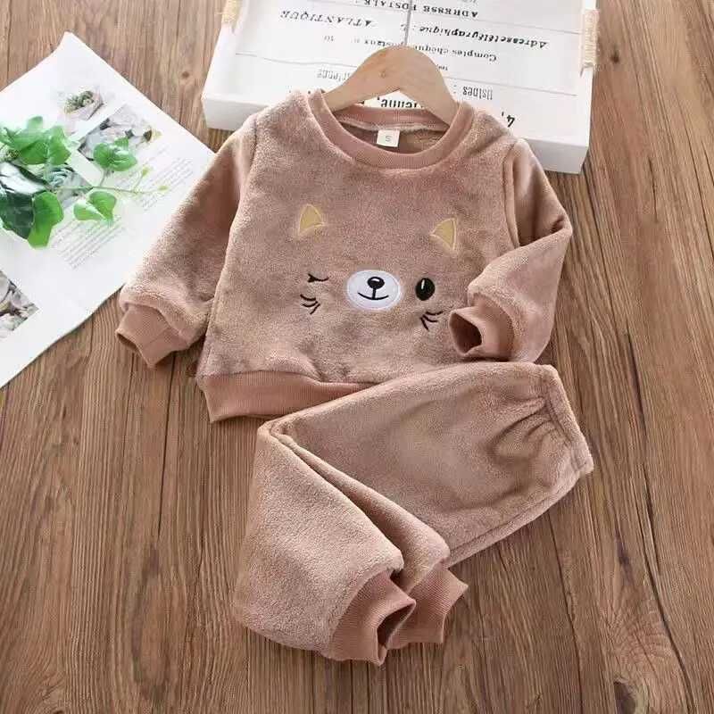 w566 Clothing Sets Baby Girls Clothing Set Autumn Winter Velvet Thick Warm Casual Hooded Sweater Cartoon Elephant 3Pcs Toddler Boys Clothes Suit-image-1081175524