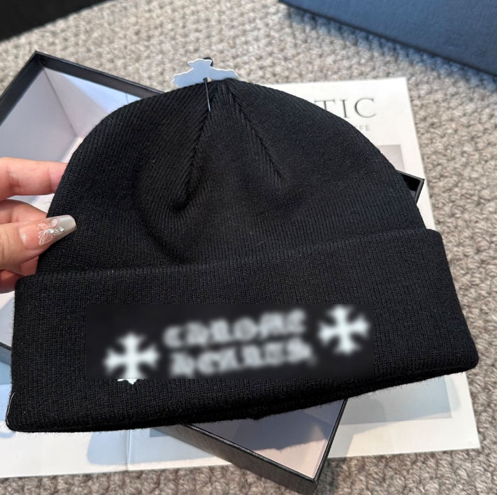Chrome hat women's cashmere hat design embroidered beanie casquette luxury winter men's mountaineering warm hat