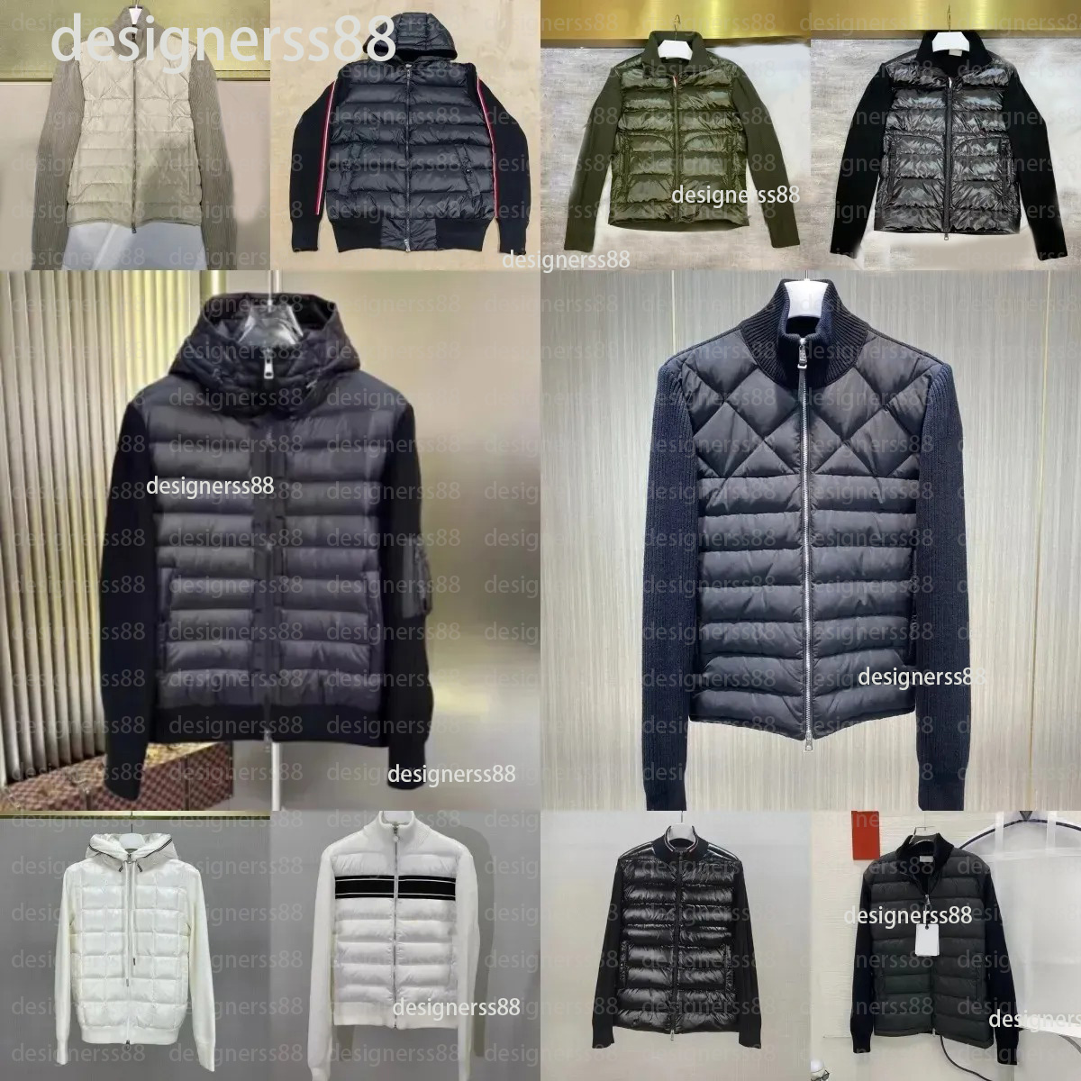 Men Down Jacket Designer Mens Down Parkas Col Montant pour Hommes Tricoté Splice Pull Léger Femmes Doudoune Pull Veste Décontractée Manteau Moell