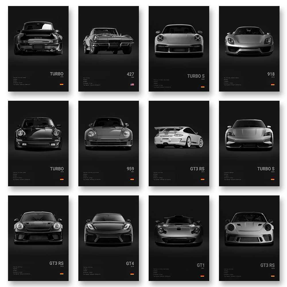 1A Famous Cars TURBO 918 Canvas Wall Art Print Poster GT3 RS 992 GT3 Decorative Mural Modern Home Decor Birthday Gift Unframed D251022-image-1081182029