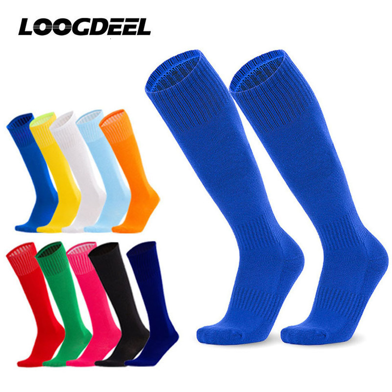 Loogdeel Football Sports Socks Long Knee Cotton Solid Color Kids Legging Stockings Soccer Baseball Ankle Adults Children 251010