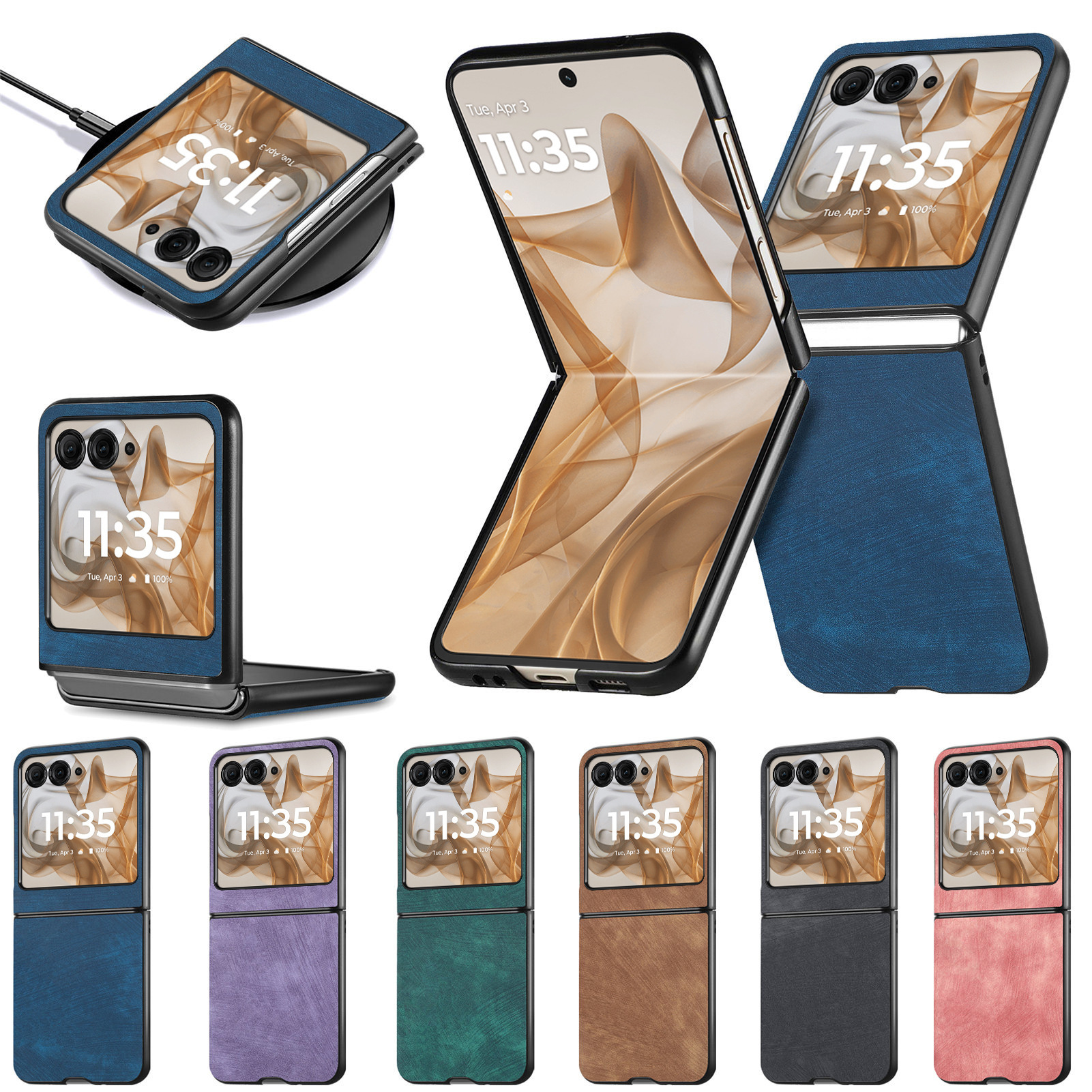 PU Leather Full Cover Case for MOTO Razr 60 50 40 Ultra Folding Screen Motorola Razr Protection