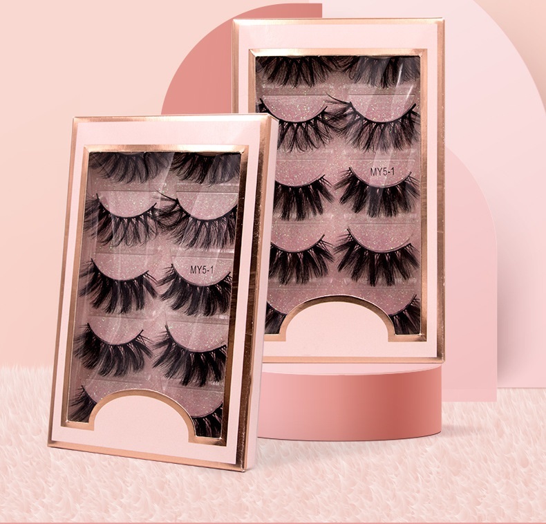 5 Pairs Thick Curled False Eyelashes Set Natural Soft & Vivid Hand Made Reusable 3D Fake Lashes Extension Full Strip Plastic Cotton Stalk Easy To-image-411231031