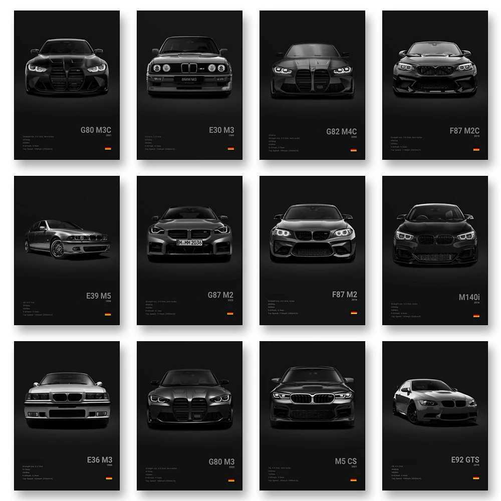 2A1 Famous Cars G80 M3C Canvas Wall Art Print Poster E30 M3 Z8 Decorative Mural Modern Home Decor Birthday Gift Unframed D251022-image-1081182033