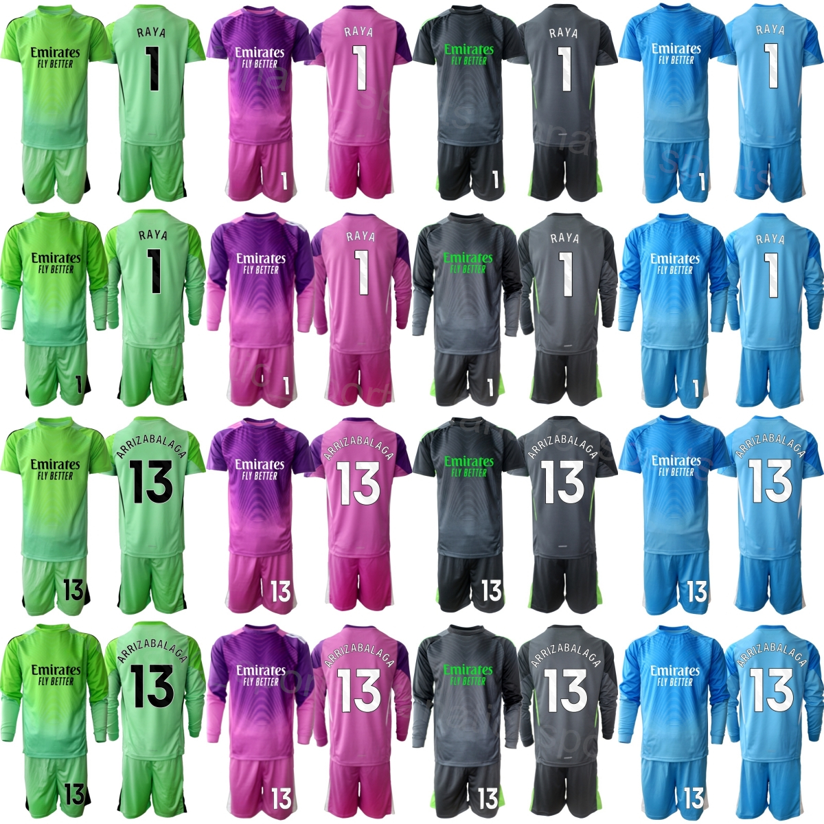 Club 2025 2026 Gardien de but 1 David Raya Maillots de football Ensemble Hommes Enfant 32 Neto Gardien de but GK Manches courtes longues 1 Aaron