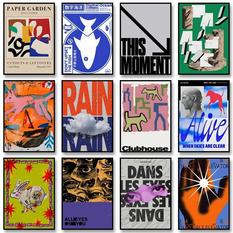 Classic Vintage Abstract Posters Retro Rain Canvas Print Ukiyo Marks Wall Art Canvas Painting for Living Room Bedroom Home Decor D251022-image-1081181937