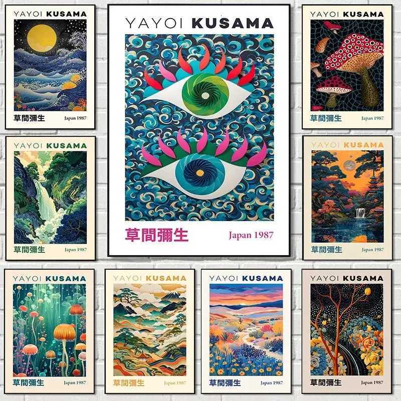 Yayoi Kusama Canvas Painting Japanese Abstract Artwork Posters Prints Wall Art Living Room Home Decor D251022-image-1081182109