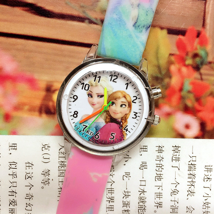 Disney Frozen Children Watch LED Flash Quartz Watch Ice Snow Princess Silicone Girls Watch Student Cartoon Kids Watches Toy Gift H250924-image-1076678767