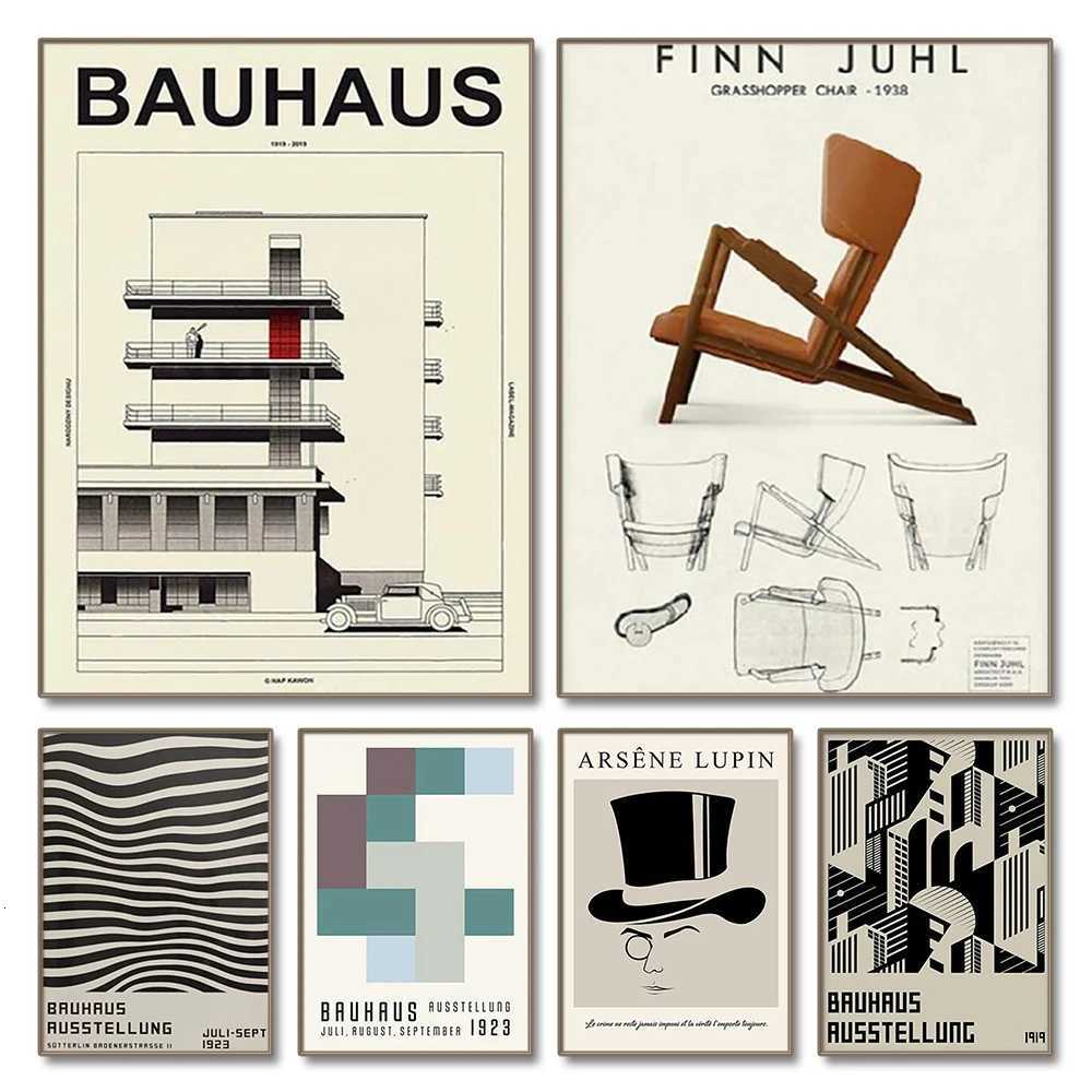 Black and White Modernism Exhibition Canvas Print Vintage Minimalist Bauhaus Painting Wall Art Posters For Home Decor D251022-image-1081181844