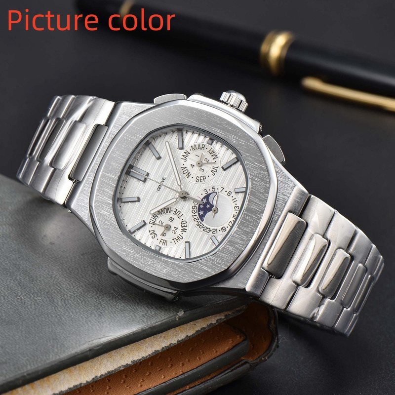 WristWatches for Men 2026 New Mens Watches Six stitches All dial work Quartz Watch Top Luxury Brand Chronograph clock Steel Belt fashion Pate Naut