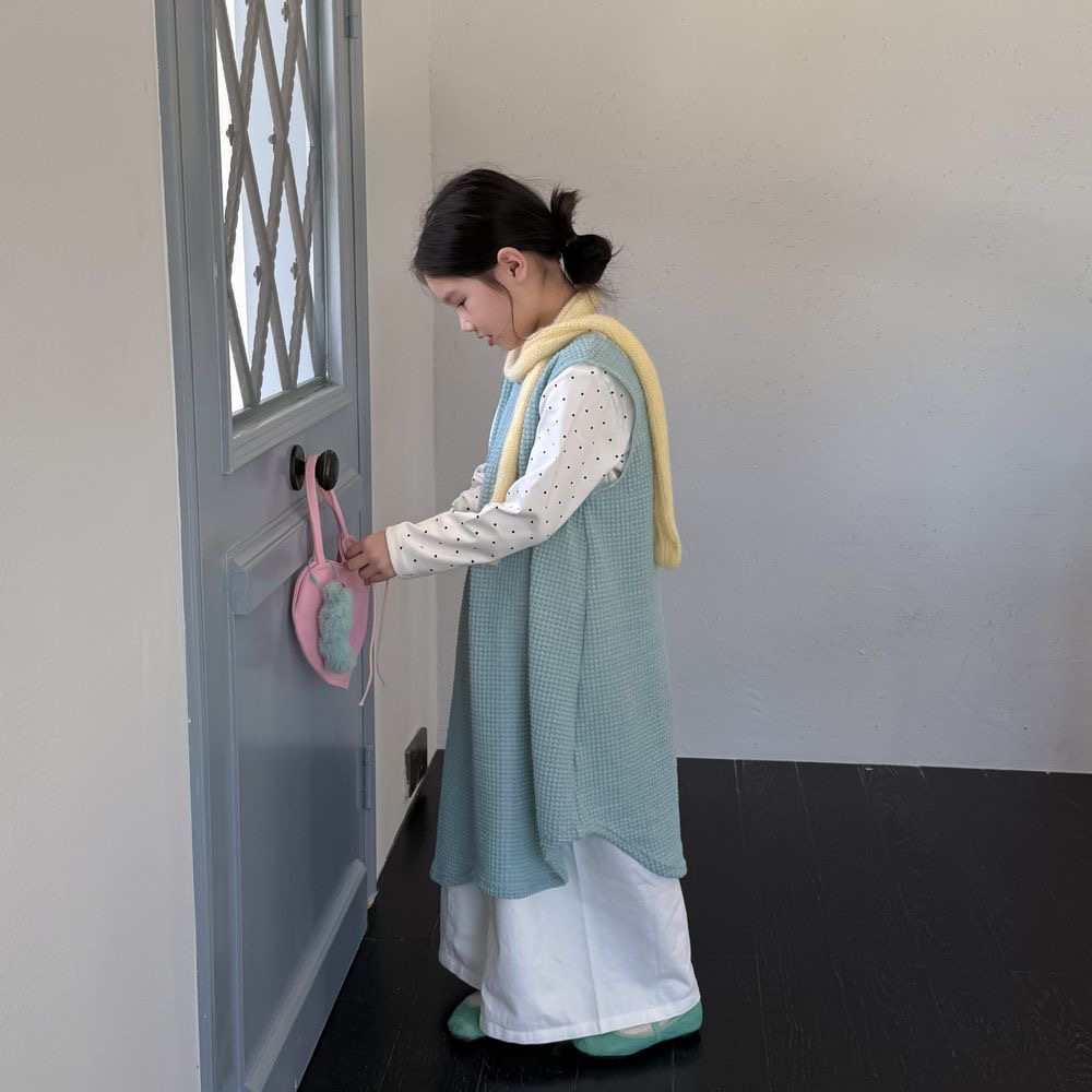 D497 Children&#039;s skirt 2025 autumn baby girl Korean version solid color hollow vest skirt children&#039;s irregular smock skirt stylish Korea-image-1081183166