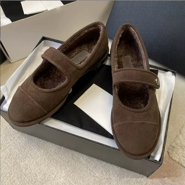 chaussures de marque Mary Jane chaussures mocassins de marque femmes chaussures plates en laine d'agneau classiques polyvalentes en daim semelle