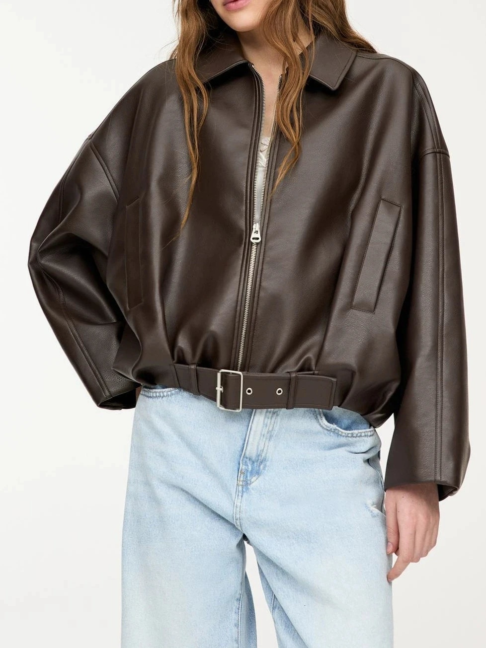 Retro Coat Spring Bomber Jacket WomenS Casual Faux Leather Jacket Top Spring Autumn Women Slim Leather Coat Women Top 251016BJ