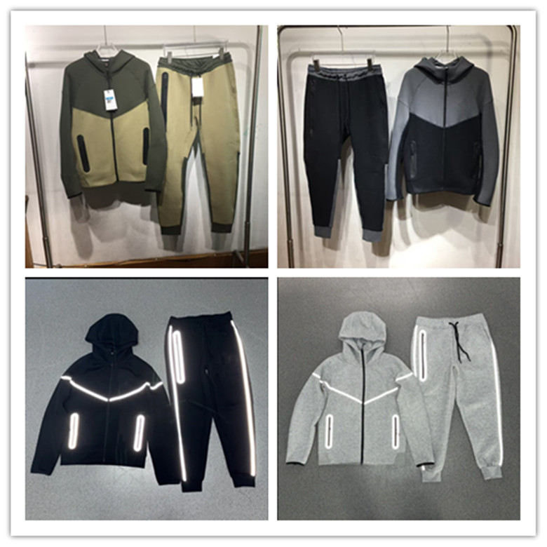 New Mens hoodie Tech Fleece Mens Womens Tracksuits Sports Pants Hoodies Classic zipper Jackets Cotton Trousers Men Bottoms Jogger suit Reflective