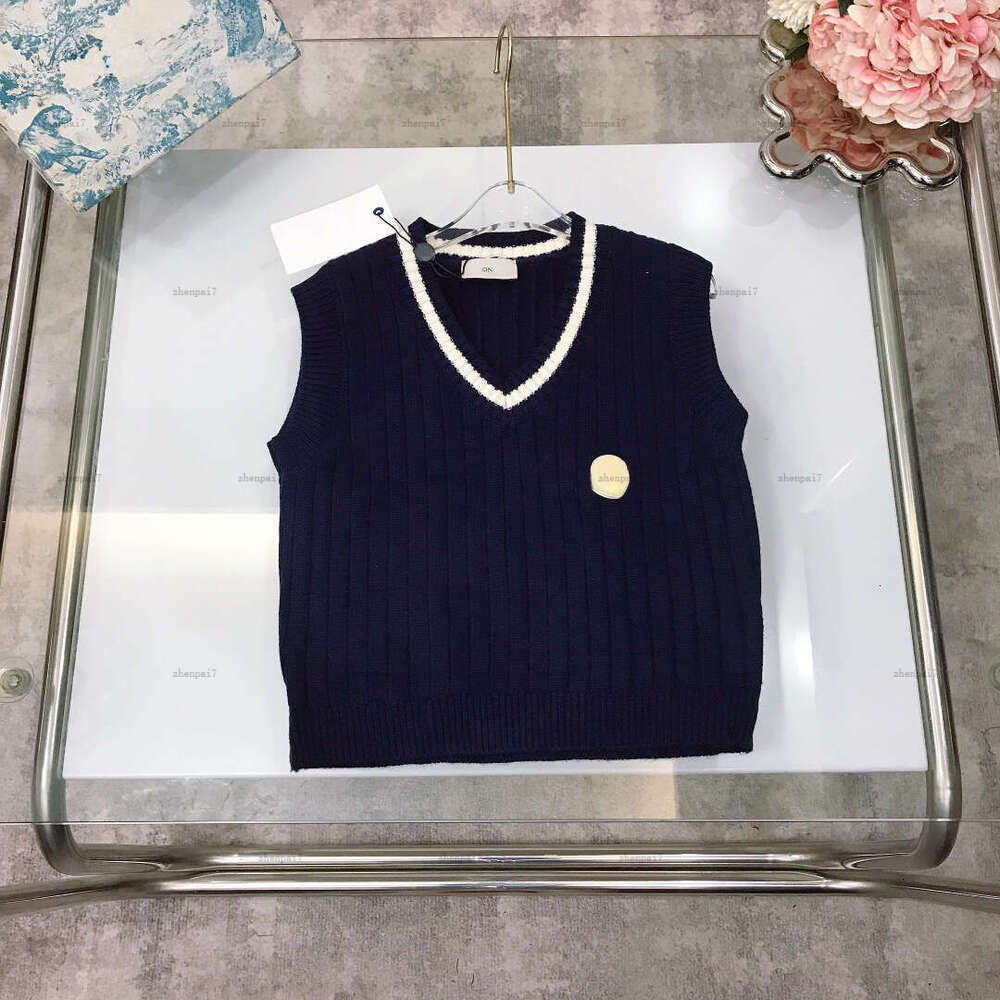 Top baby Knitted waistcoat autumn sleeveless sweater kids Pullover shirt Vertical stripe design boys girls hoodie A000X23N224-image-1081062642