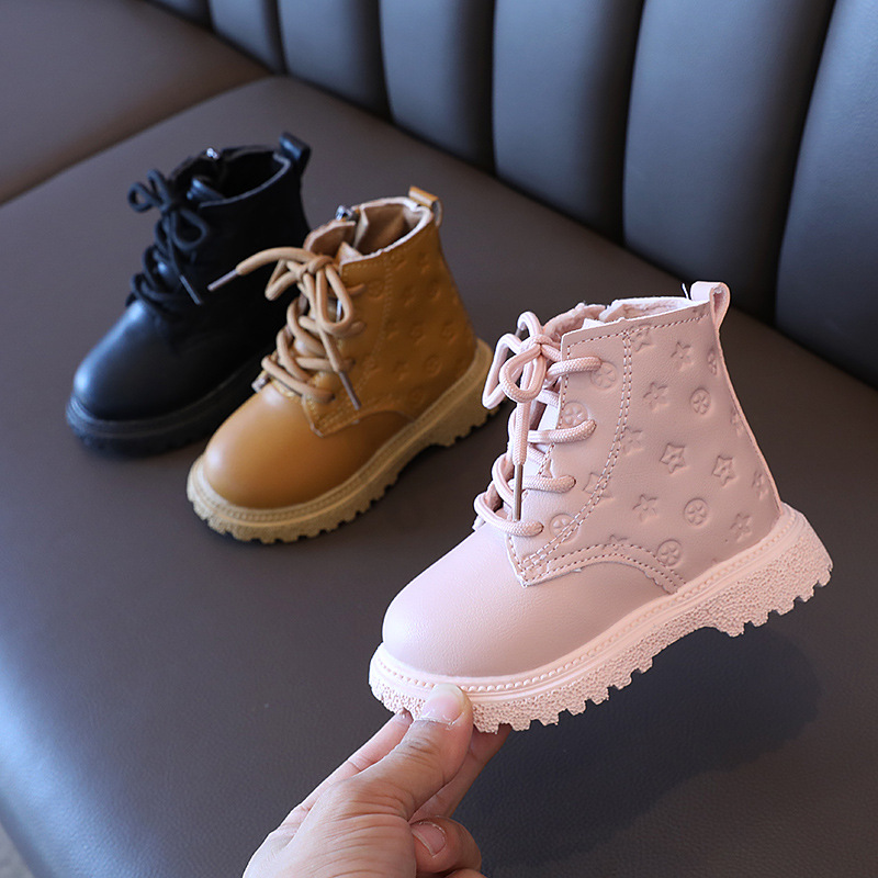 designer shoes 2025 New Winter Kids Martin Boys Girls British Style Fleece Lined Thermal Snow Boots Free Shipping