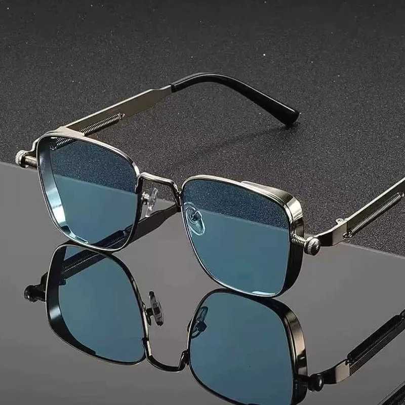 Lunettes de soleil Punk hommes conduite lunettes de soleil rétro printemps jambe conduite Sports de plein air métal rectangulaire lunettes décora