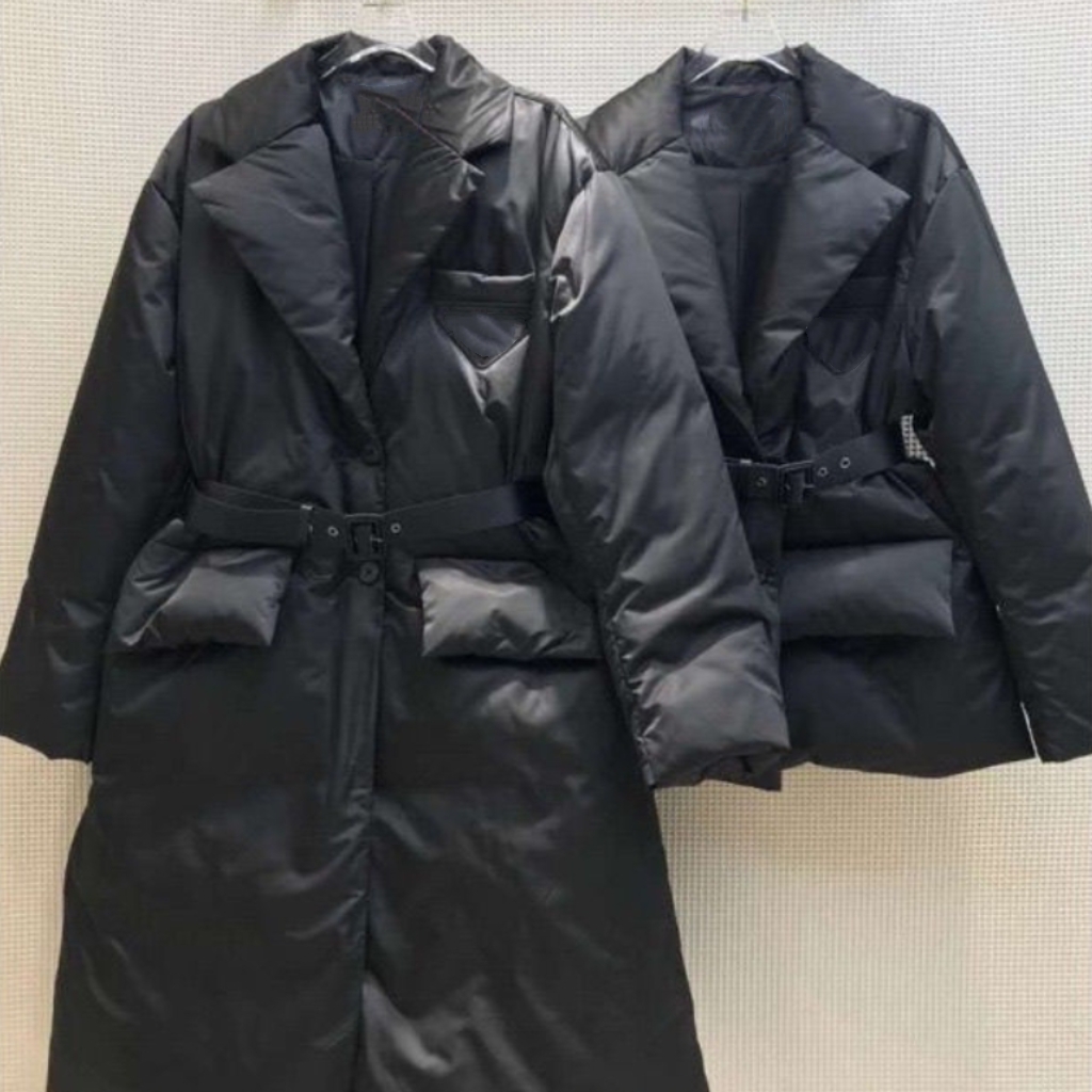 Womens X-Long Down Suit Coat Parkas Down Jacket Degigner Down Coats Long Outerwear Winter Jacket Short Belt Collar Bread Thickened Warm Military-image-969267371