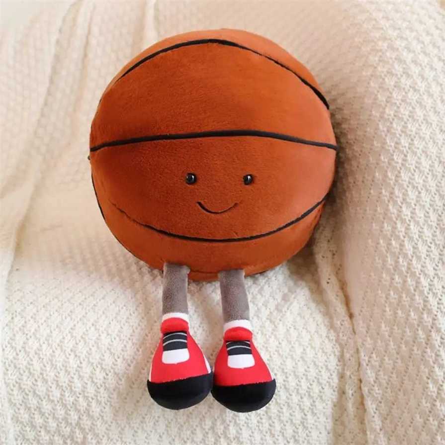 Interesting PP Cotton Football Basketball Baby Doll Kawaii Stuffed Plush Filled Shaped Toy Smile Soft Ball Animals L260310-image-1096994770