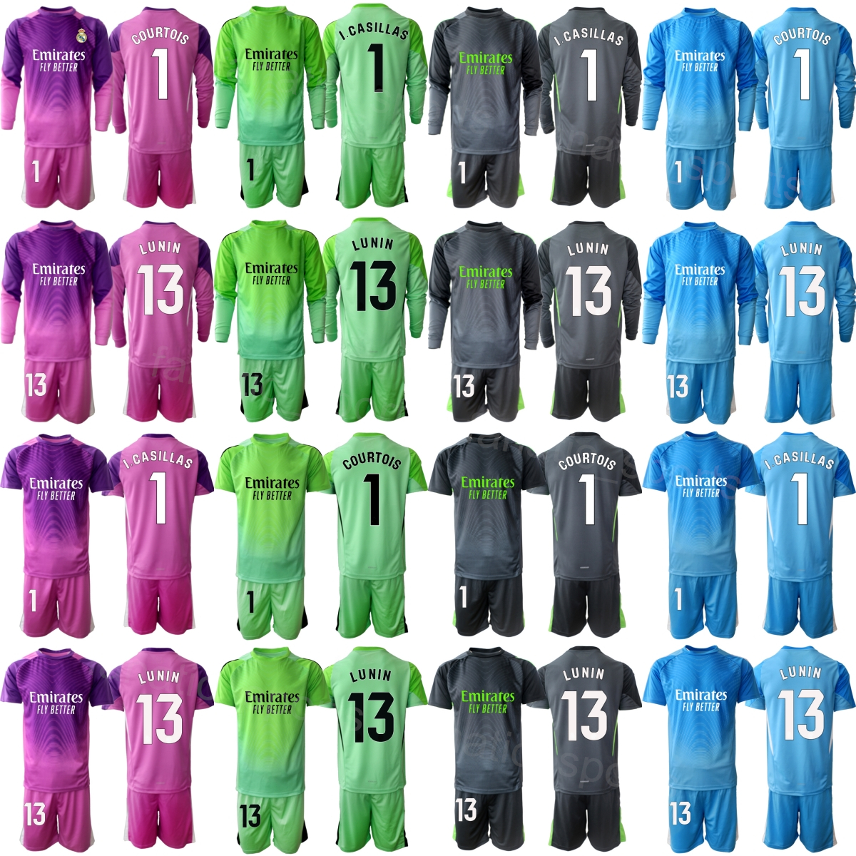 Club 25 26 Goalie 1 Thibaut Courtois Soccer Jerseys Adult Child Goalkeeper GK 13 Andriy Lunin 26 Fran Gonzalez Long Sleeve 1 Paco Buyo Football S-image-997072303