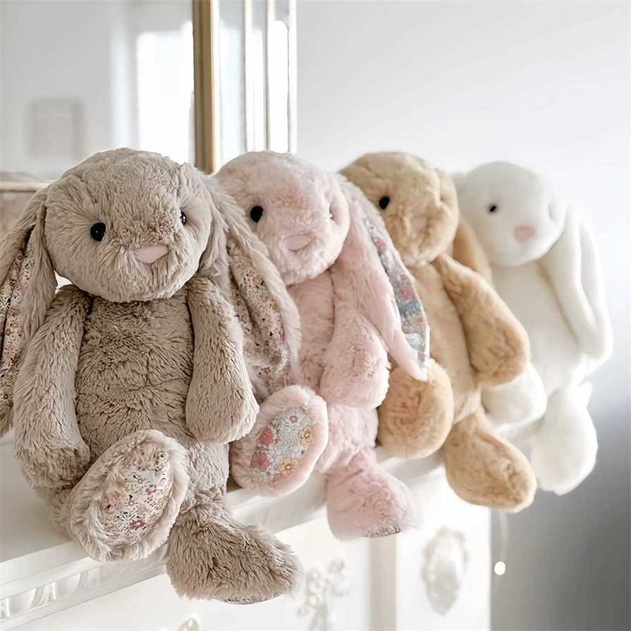 30cm Floral Plush Toy Pink White Bonnie Rabbit Stuffed Animal Doll Childrens Room Decor Birthday Gift For Girl W260306-image-1096651909