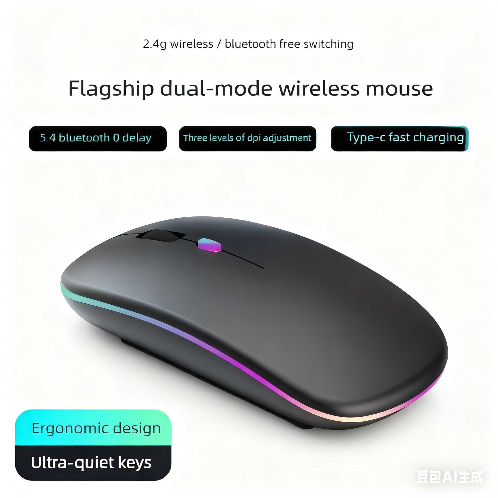 Popular 2.4G wireless mouse high-value notebook desktop universal rechargeable dual-mode luminous office mouse-image-1081246417