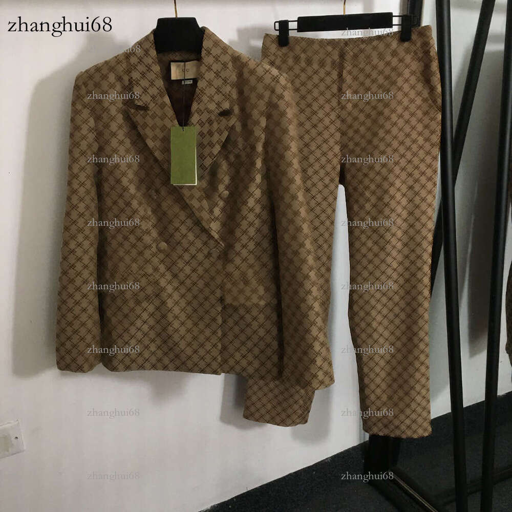 Autumn Women's Plus Size Suit S-3XL Designer Blazer with Long Pants Double Breasted High Quality Suitable for Slightly Chubby Girls Fashionable